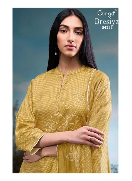 Bresiya 4338 By Ganga Pure Cotton Satin Salwar Kameez Wholesale In India